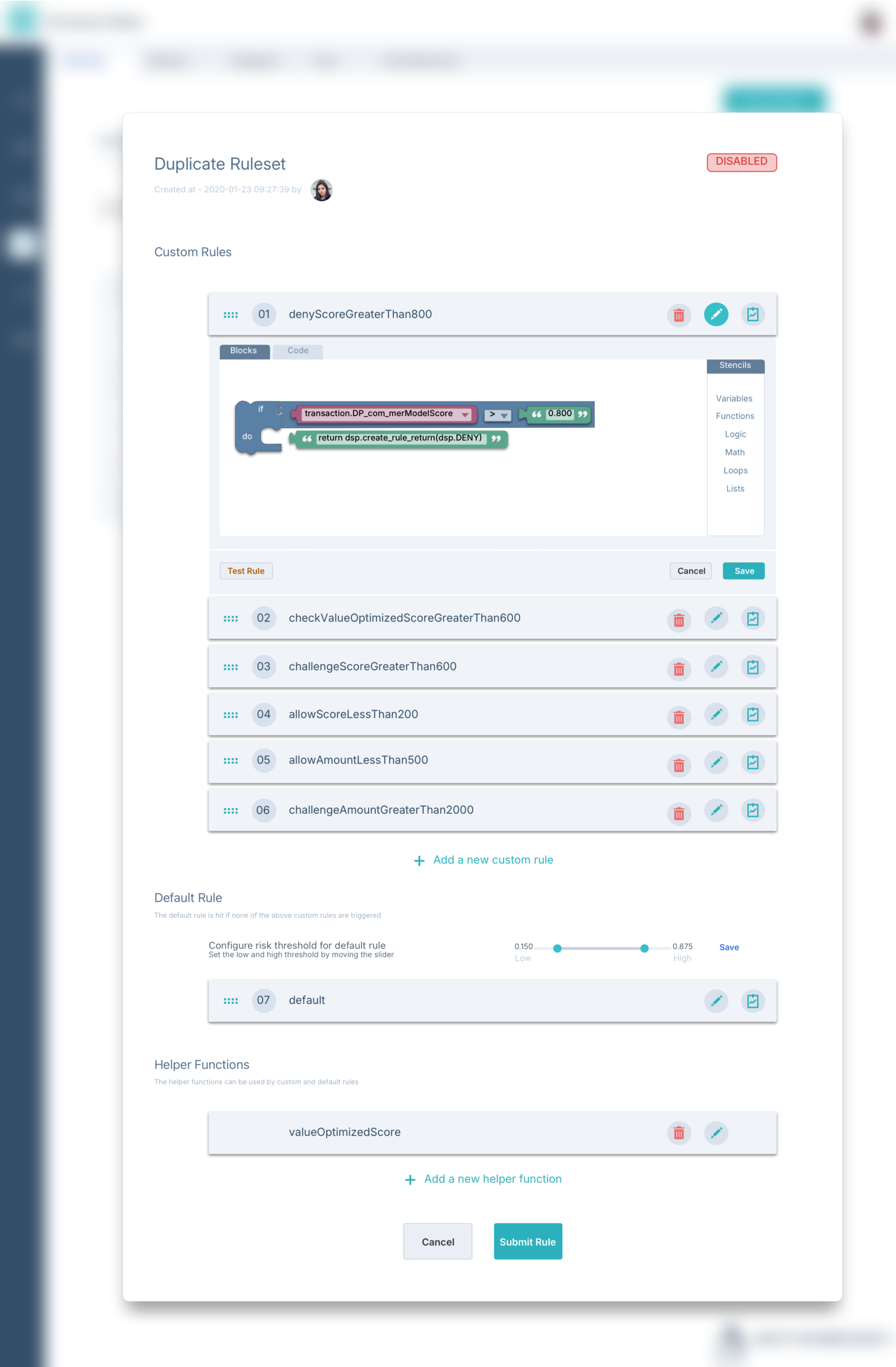 Ruleset – Edit Rule -1